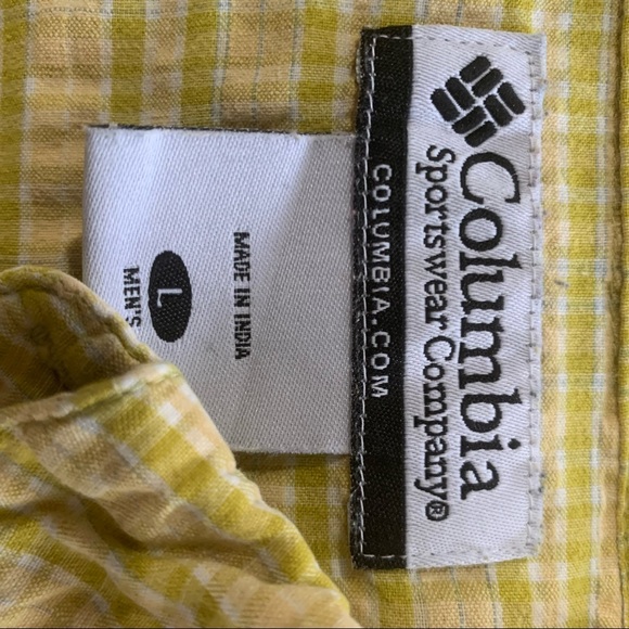 Columbia Sportswear Men’s Size Large Yellow Checkered Button Up Casual Shirt - Picture 4 of 4